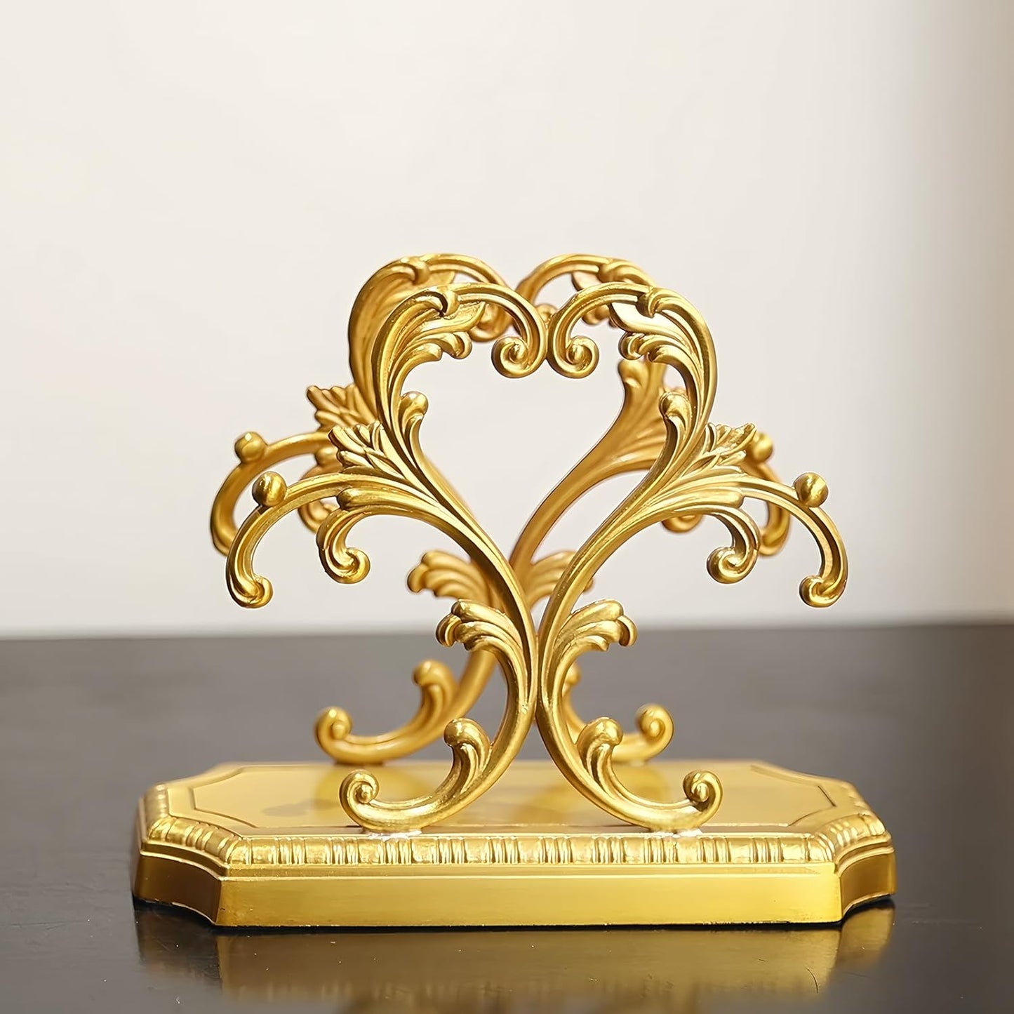 1 Gold Napkin Holder and 50 PCS Hydrangea Paper Napkins,Brass Napkin Holder,Classic combination and matching,Modern Dining Table Decor, Home Decor