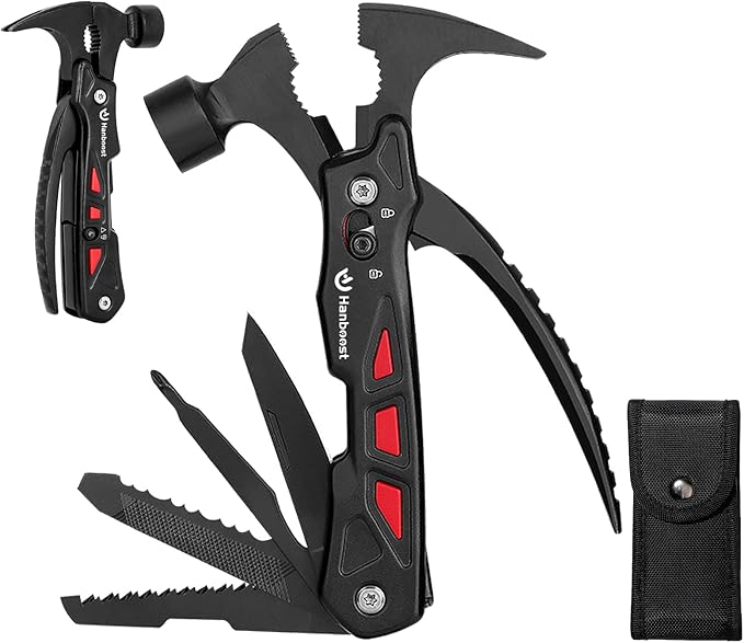 Multitool Hammer Multifunction Claw Hammer Multipurpose Camping DIY Survival Gear Gadget with Phillips Screwdriver Nail File Bottle Can Opener for Hiking Outdoor Camping Gifts for Men Him Dad