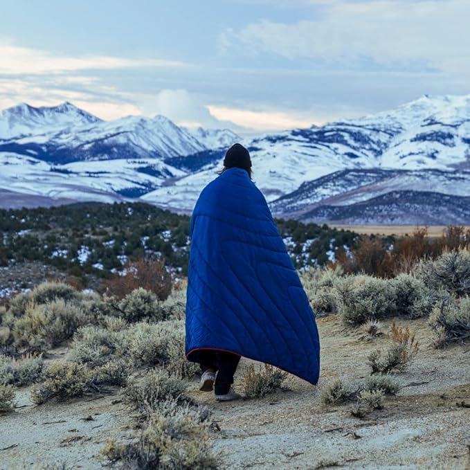 Rumpl The NanoLoft Puffy Blanket | Indoor Outdoor Camping Blanket for Traveling, Picnics, Beach Trips, Concerts |52" x 75" | Deepwater, 1-Person