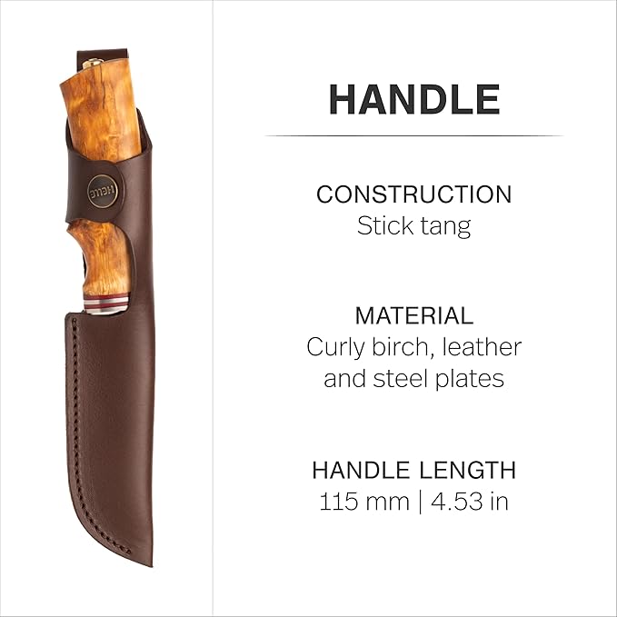 HELLE Knives - Futura - Fixed Blade - Classic Knife - Birch Wood Handle - H3LS Stainless Steel - Made in Norway