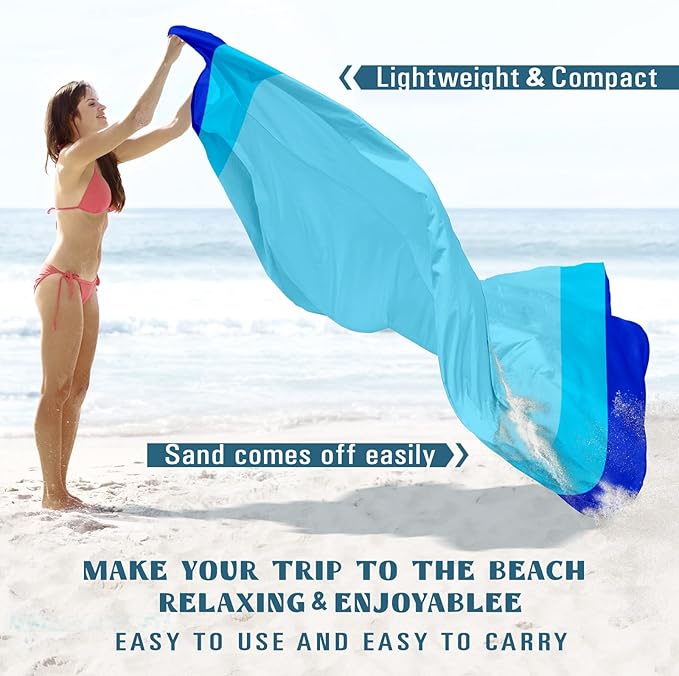 Beach Blanket Sandproof Waterproof 78''×81''1-5 Adults Oversized,Compact Lightweight Durable Beach Mat for Travel Camping Hiking Picnic Blanket