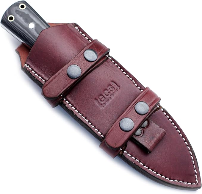 GCS Custom Handmade D2 Tool Steel DAGGER Knife Black And White Micarta Handle Buffalo Hide Sheath GCS 13