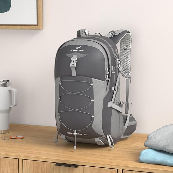 Maelstrom Hiking Backpack,Camping Backpack,50L Waterproof Hiking Daypack with Rain Cover,Lightweight Travel Backpack,Black