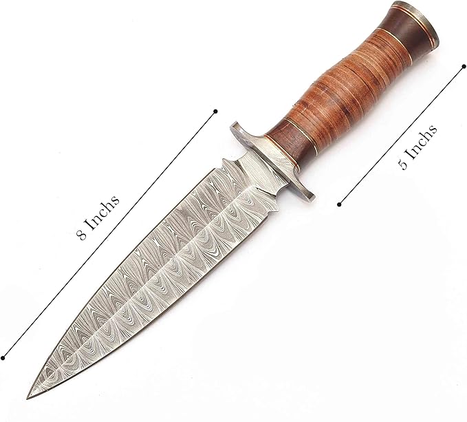 Handmade Damascus Steel Dagger Knife -13 Inches Fixed Blade Hunting Knife for Survival & Hunting - Premium Outdoor Gear for Hunters - Razor Sharp Edge With Sheath