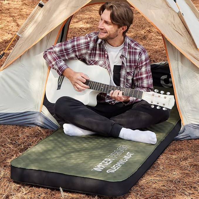 Cymula Camping Mattress 4 Ultra-Thick Self Inflating Sleeping Pad with Pump Sack with Memory Foam for Camping Bed 4-Season,Travel,Car,Tent,Home (75"x25"x4" Small Single)