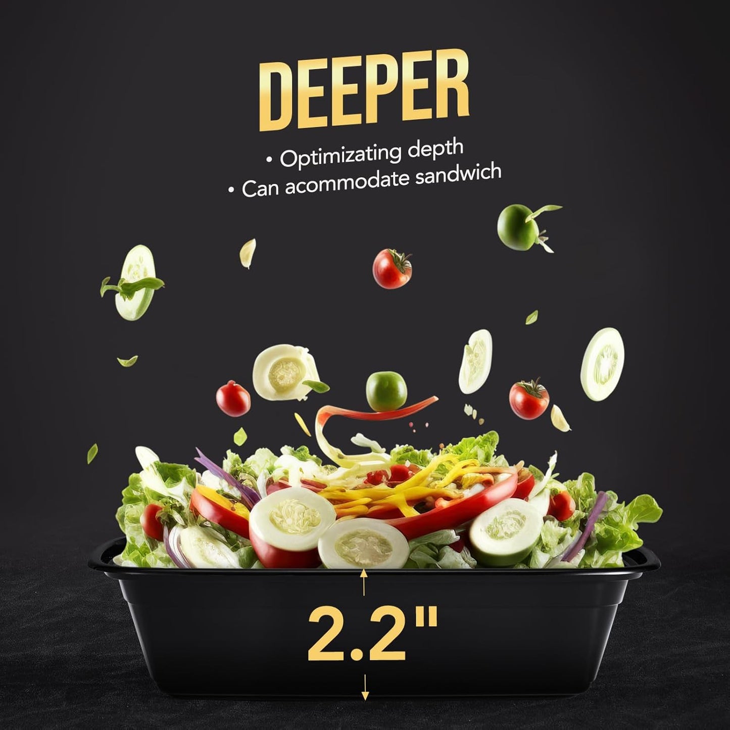 100-Piece (50-Pack) 34 OZ Meal Prep Containers Reusable with Lids, Sturdy Leakproof & Food Safe, Microwave, Freezer, Dishwasher Safe To Go Food Containers, Plastic Take Out Containers, Black