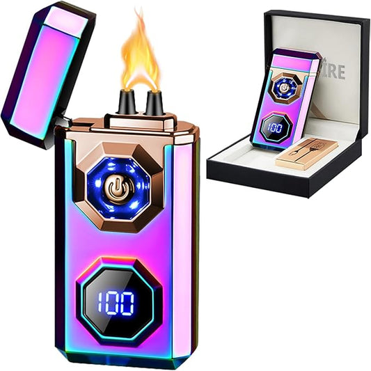 SKRFIRE Electric Lighter Rechargeable USB C Arc Plasma Lighter High Power Flame Cool Lighter Windproof Electronic Candle Lighter with LED Flashlight for Candle, Firework, Incense (Color)