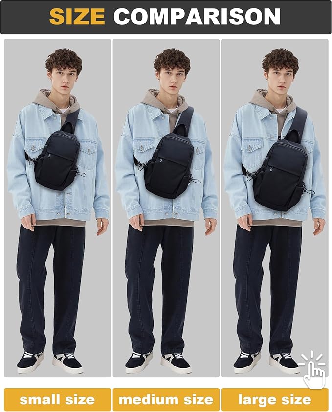 Large Black Sling Bag for Men and Women - Sport Crossbody Backpack for Pickleball, Tennis, Racketball