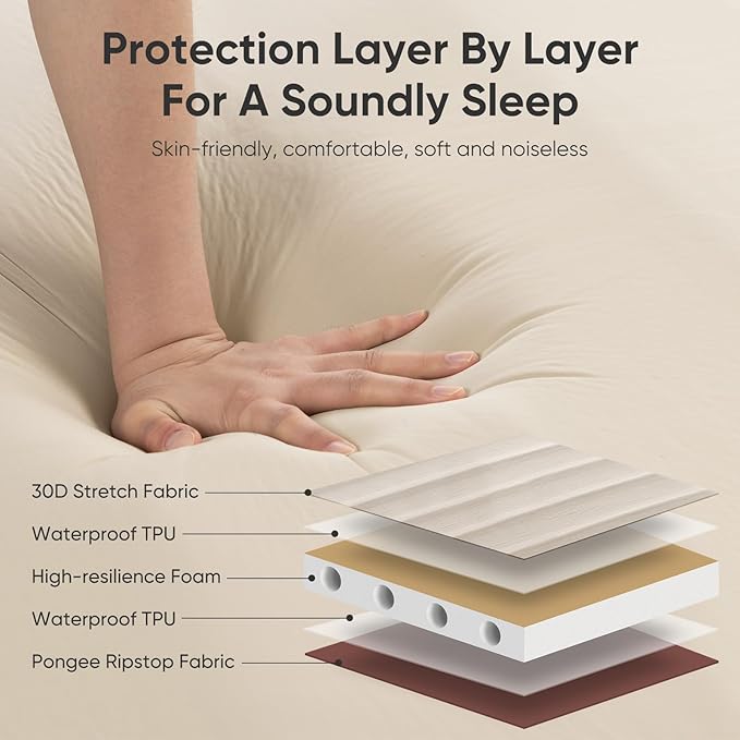 Naturehike Camping Mattress with Portable Air Pump, 4" Thick Self Inflating Sleeping Pad, Roll Up Bed, R-Value 9.5 for 4-Season Insulation, Comfort in Tent, Car, Truck, Van (Twin)