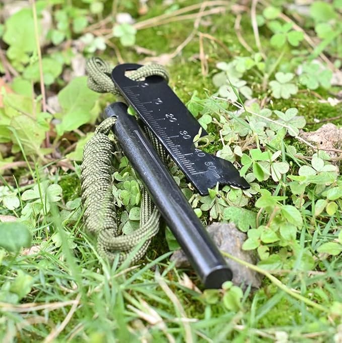 Heavy Duty Outdoor Survival Knife with Carabiner Clip, Black