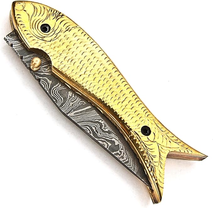 PAL 2000 KNIVES FOL-9573 Handmade Damascus Folding Custom Pocket Knife for Camping Fishing Outdoor Knife with Sheath