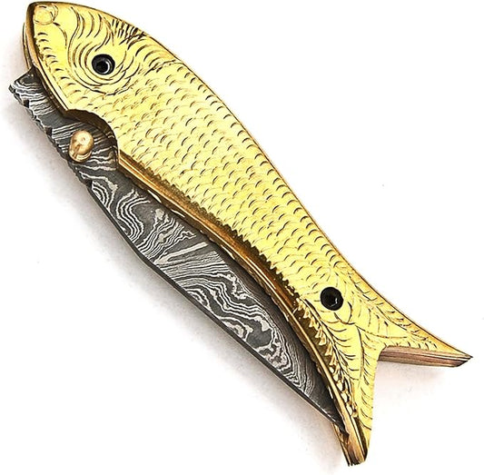 PAL 2000 KNIVES FOL-9573 Handmade Damascus Folding Custom Pocket Knife for Camping Fishing Outdoor Knife with Sheath