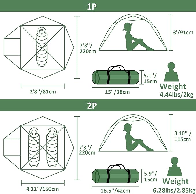 Clostnature Libra Lightweight Backpacking Tent - 1/2 Person 4 Season Ultralight Waterproof Camping Tent, Large Size Easy Setup Tent for Winter, Cold Weather, Family, Outdoor, Hiking and Mountaineering