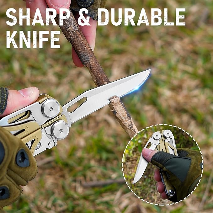 BIBURY Multitool Pliers Pro BI2045, Foldable Multitools with Replaceable Wire Cutters and Saw, Stainless Steel Multi Tool w/Upgraded Scissors and Screwdriver Set, Ideal for Camping, Fishing, Survival