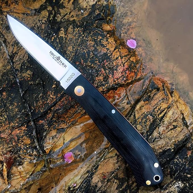 Watchman Brother 1502 Floding Knife 440C Blade G10 Brass Drop Point