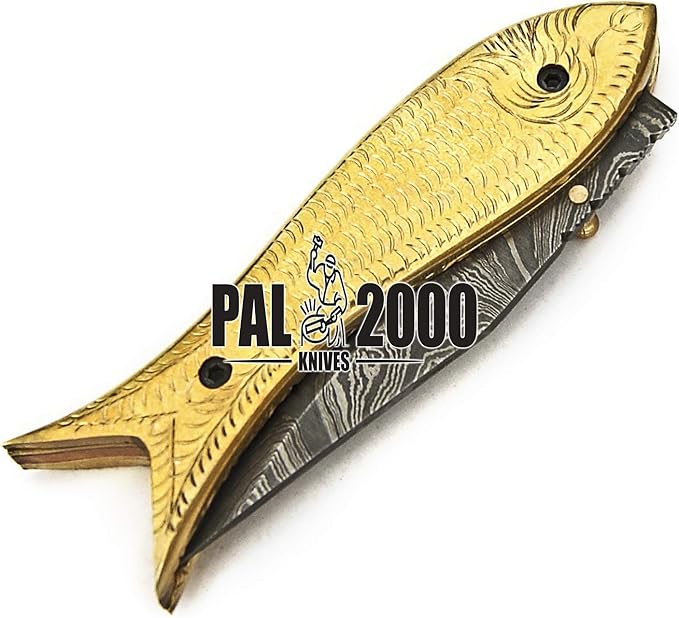PAL 2000 KNIVES FOL-9573 Handmade Damascus Folding Custom Pocket Knife for Camping Fishing Outdoor Knife with Sheath