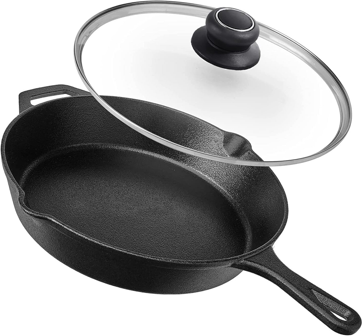 11 Inch Pan Lid Tempered Glass Pot Lid Replacement Glass Cover for 11" Cast Iron Skillets, Frying Pans, Pots and Wok, Heat Resistant Handle