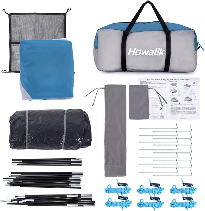 Camping Tent, Tent for Camping, Easy Set up Camping Tent for 6 Person Outdoor Traveling, Light Blue