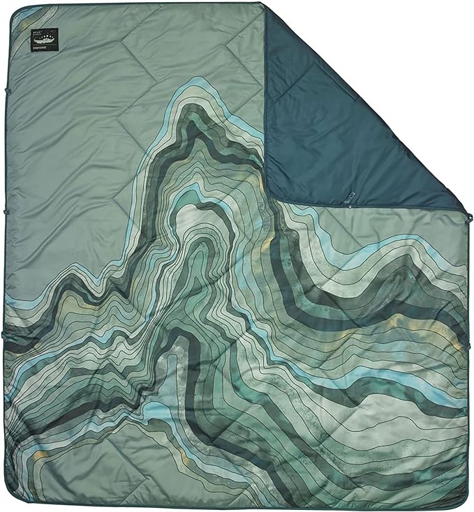 Therm-a-Rest Argo Insulated Camping and Backpacking Blanket, Sage Topo Wave Print