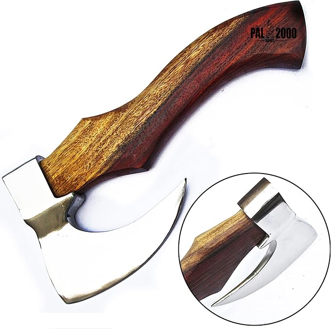 HUN-9974 Custom Handmade Viking Hatchet Axe Carbon Steel Head Bearded Camping Tomahawk Battle Ax with Sheath Ideal Gift for Men