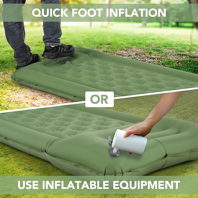 TOMSHOO Sleeping Pad, Ultralight Camping Mat Inflatable Sleeping Mat 77''X28'' Camping Mattress with Pillow Built-in Foot Pump with 2 Carabiners for Camping, Hiking, Travel, Tent