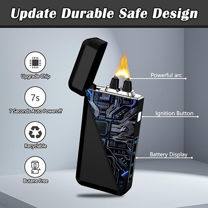SKRFIRE Plasma Lighters Rechargeable Dragon USB Lighters, Electric Lighter Windproof Electronic Arc Flame Lighter with LED Power Display for Candle, Incense, Gifts for Men, Women (Black)