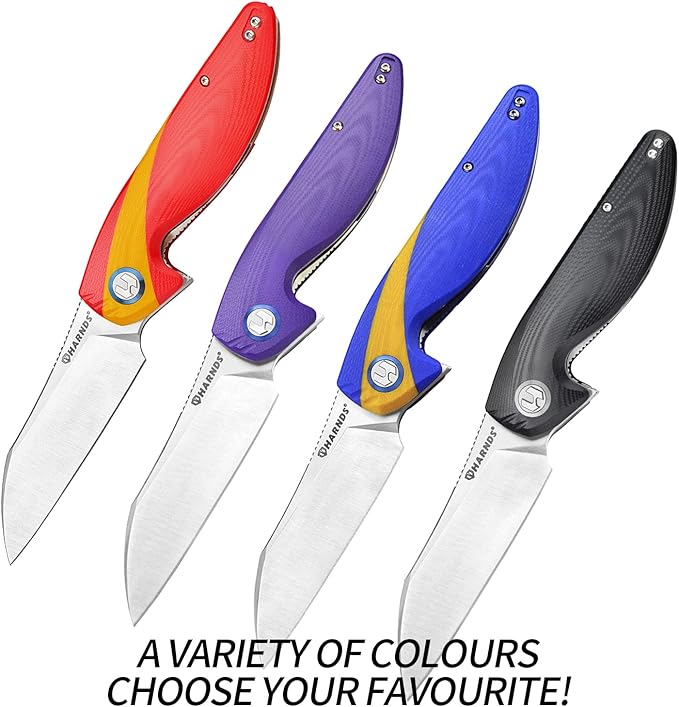 Parrot Folding Pocket Knife with Clip and Blade Lock, 8.4" EDC Folding Knife with Sweatproof G10 handle and 14C28N Stainless Blade (Blue & Yellow)
