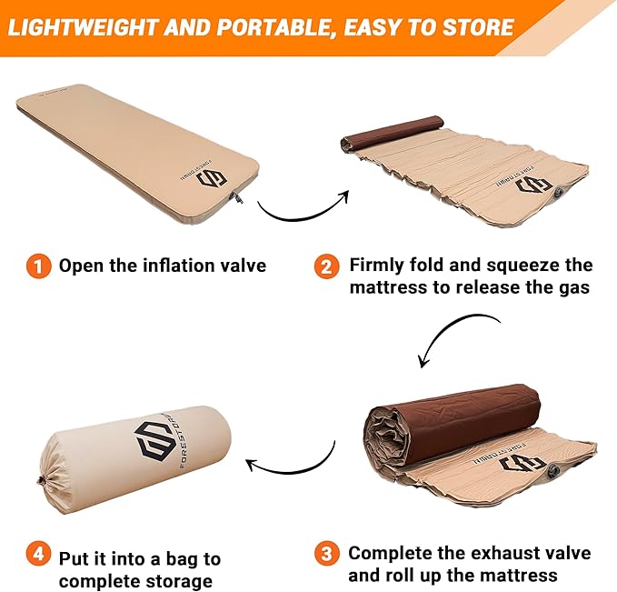 Self Inflating Sleeping Pad, 2.7" Extra Thick Memory Foam Camping Pad, 60S Fast Air Self-Inflating Camping Mattress Pads, 4 Season Sleeping Mat for Camping Rooftop Tent Car Truck Van