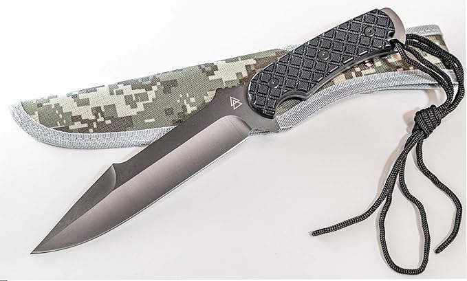 Full Tang Bushcraft Knife, 12" Full Tang Fixed Blade Knife, 440C Stainless Steel Camping Knife with Sheath, Full Tang Survival Knife By Kratos - ZF3