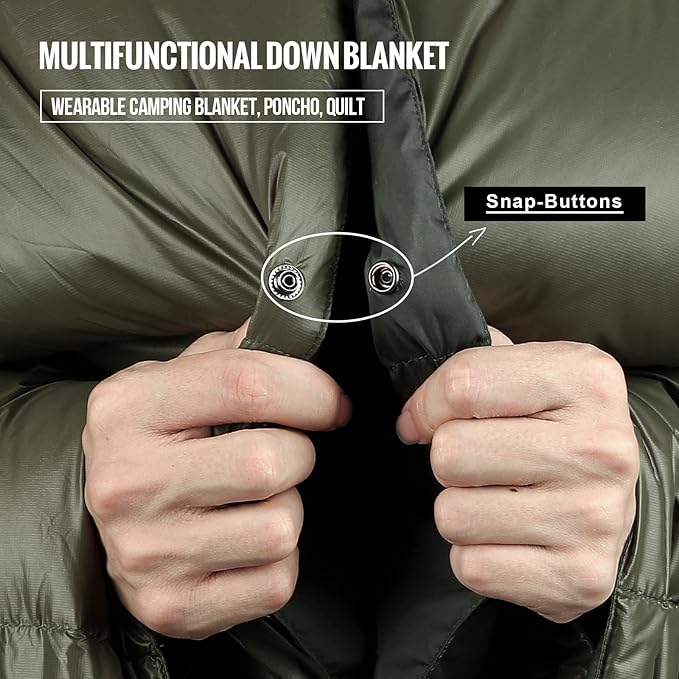 OneTigris Down Camping Blanket 2 Person -Warm, Lightweight, Packable, Puffy Outdoor Travel Blanket for Cold Weather Backpacking Hiking Stadium Gardening Beach Picnic Quilt