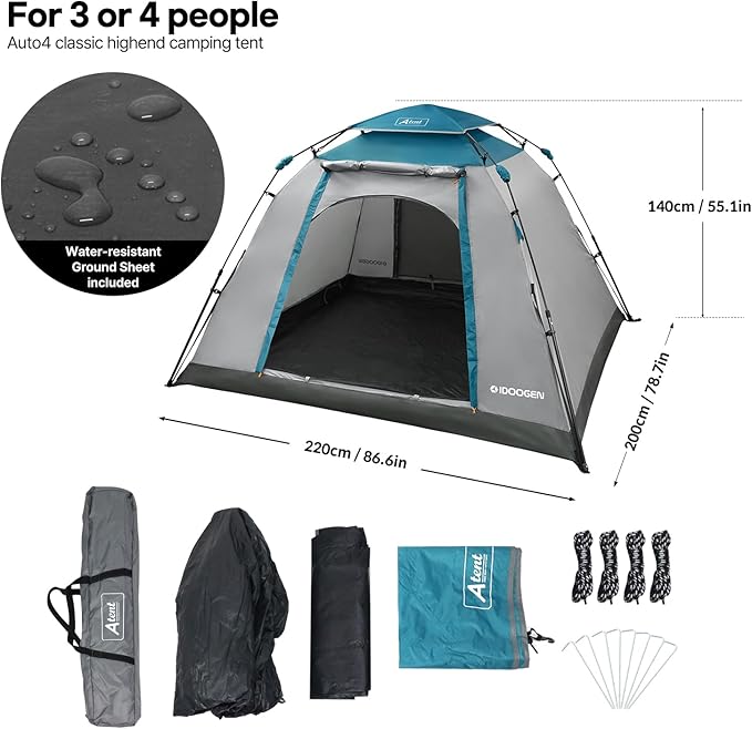 Instant Tents for Camping, 2-3 Person Pop Up Camping Tent, 60s Easy Setup Waterproof Dome Tent for Camping Beach Outdoor Travel