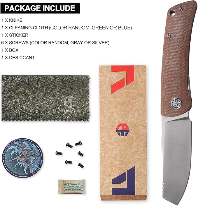 Petrified fish PFE05 Flavorist,3.15" K110 Satin Blade, 94g Micarta Handle Front Flipper Liner lock Folding knife (Brown)