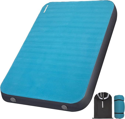 FUNDANGO Self Inflating Sleeping Pad, 4" Thick Camping Mattress with Pump Sack, 4-Season Sleeping Pad for Camping, 8.7 R-Value Insulated Camping Bed for Tent Car Truck Van, Double