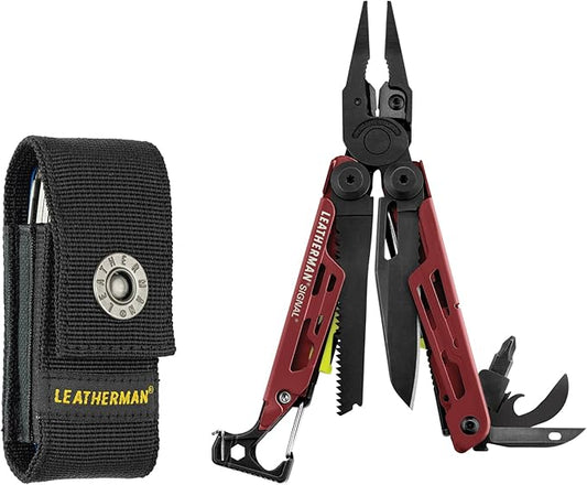 LEATHERMAN, Signal, 19-in-1 Multi-tool for Outdoors, Camping, Hiking, Fishing, Survival, Durable & Lightweight EDC, Made in the USA, Crimson