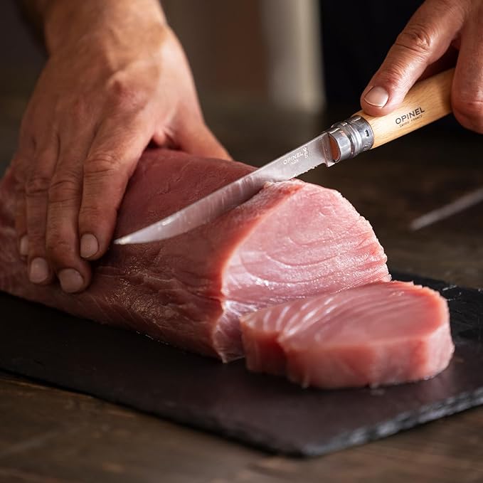 Opinel Effile Slimline Series Folding Fillet Knife – Slim Blade Folding Knife, Virobloc Locking Collar, Sustainably Harvested Wood Handles, Updated Blade Profile (Beechwood/No.15)