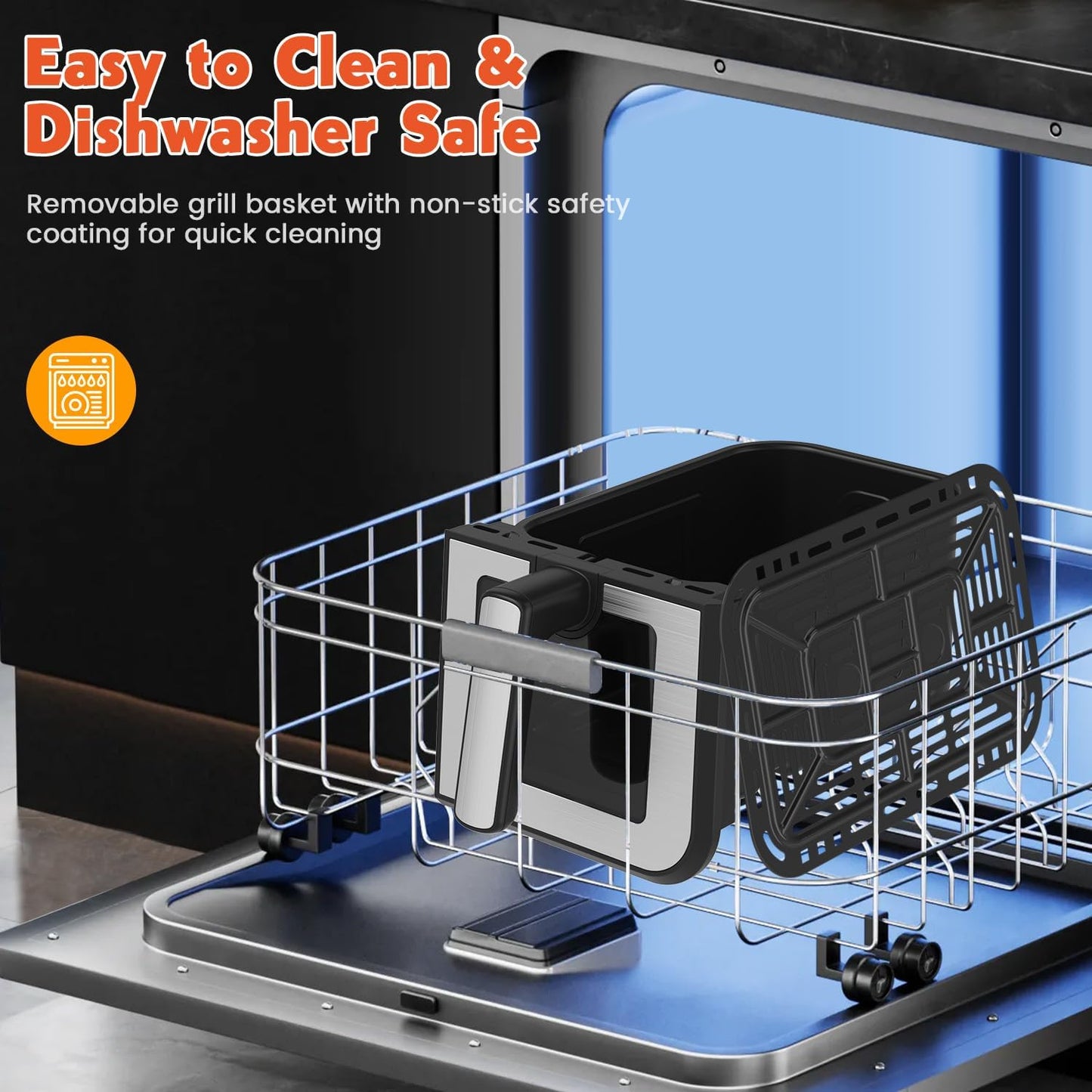 10QT Dual Basket Air Fryer, 12-in-1 Digital Air Fryer Oven with Visible Windows, 5QT x 2 Drawers, One-Touch LED Panel, Sync Finish, Dehydrate, Defrost, Roast, Bake, Reheat, Nonstick & Dishwasher Safe