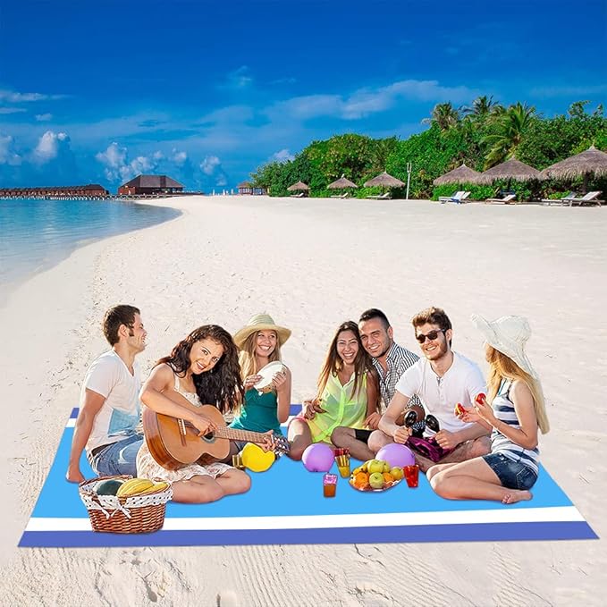 Beach Blanket Large Size 82"x78" Sand Free Waterproof Quick Drying Outdoor Camping for 3-6 Adults,Soft Comfortable Durable for Camping Beach Park Travel Family