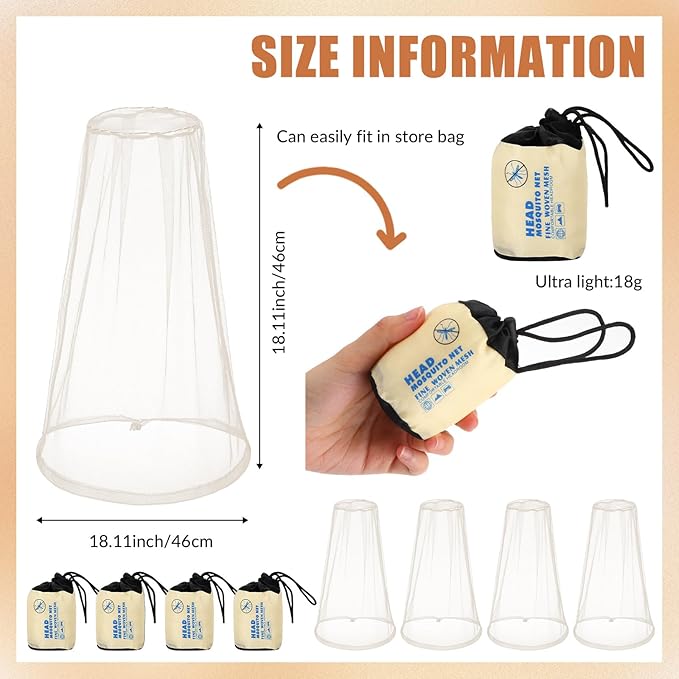 HESTYA 4 Pack Mosquito Net Face Mesh Net Protecting Net for Outdoor Hiking Camping Climbing Mosquito Fly Insects Preventing