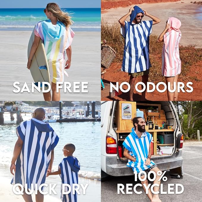 Dock & Bay Adult Poncho - Hooded Towel with Deep Pockets, Changing Robe - Quick Dry - Compact, Lightweight - Includes Bag