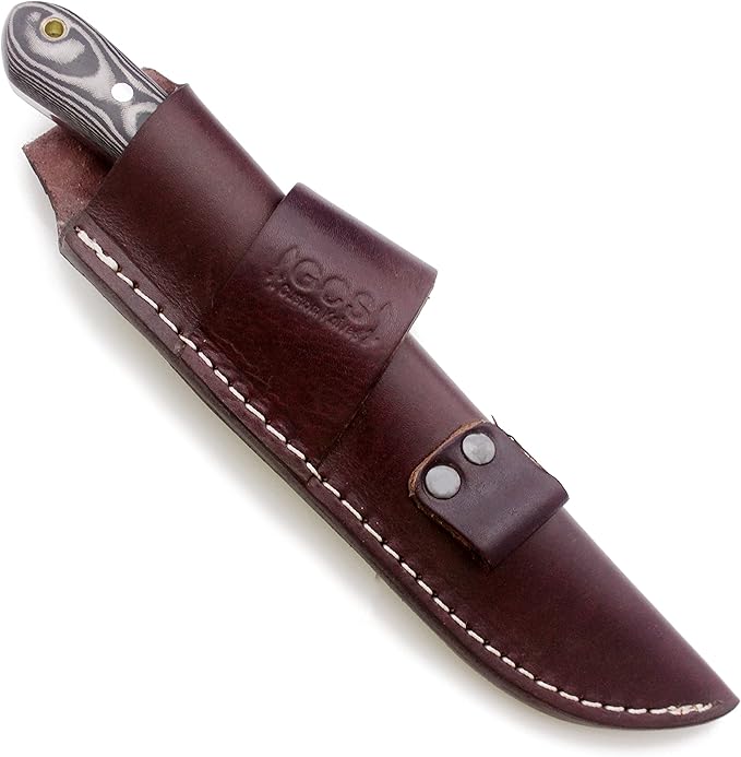 GCS Handmade Micarta Handle D2 Tool Steel Tactical Hunting Knife with leather sheath Full tang blade designed for Hunting & EDC GCS 307