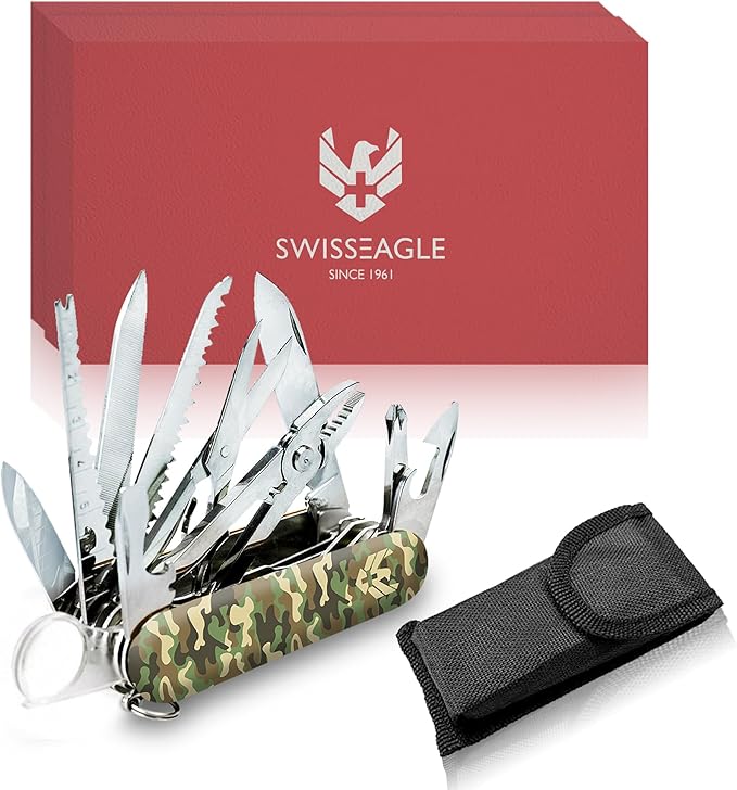 Swiss Eagle Classic Multi-Tool Army Knife - Packs 30 Tools In Your Pocket