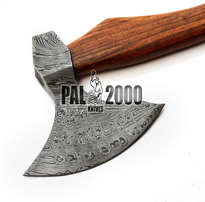 HUN-9808 Custom Handmade Viking Hatchet Damascus Steel Bearded Camping Tomahawk Battle Camping Axe with Sheath