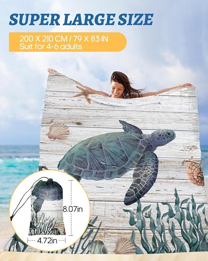 Beach Blanket Waterproof Sandproof Picnic Blankets Extra Large Beach Mat 79" X 83" for 4-6 Adults Oversized Picnic Mat for Outdoor Travel Camping Hiking (Style 2)