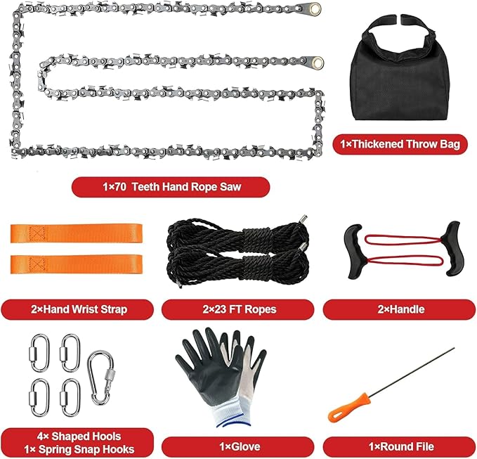 High Limb Rope Saw, 55 Inch Rope Saw for Tree Limb, 70 Sharp Teeth on Both Sides Rope Saw Tree Saw High Limb Rope Saw Limb Saw, Tree Limb Cutter, Hand Saws for Tree Trimming