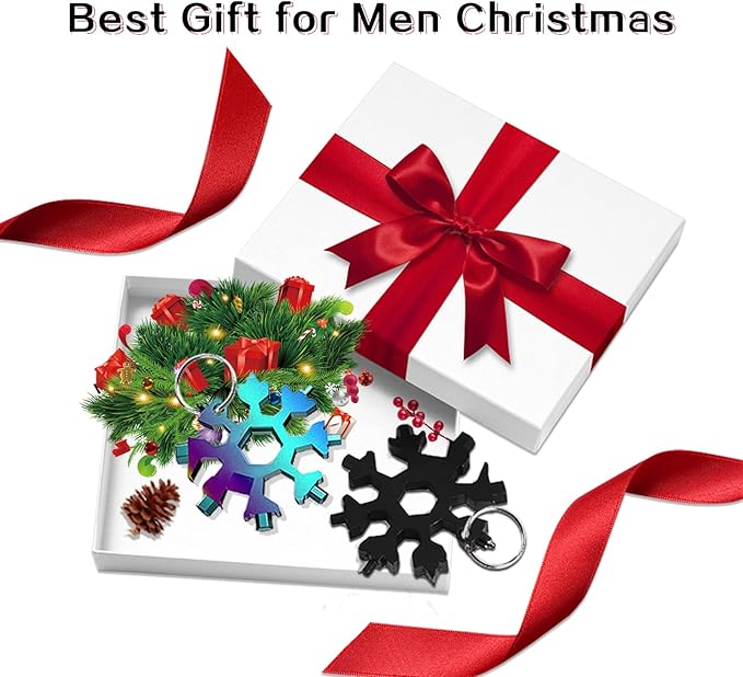 WIQUE 3 Packs Snowflake Multi Tool,18 in 1 Snowflake Multitool,Snowflake Wrench/Bottle Opener/Screwdriver Kit,for Men Christmas Gifts