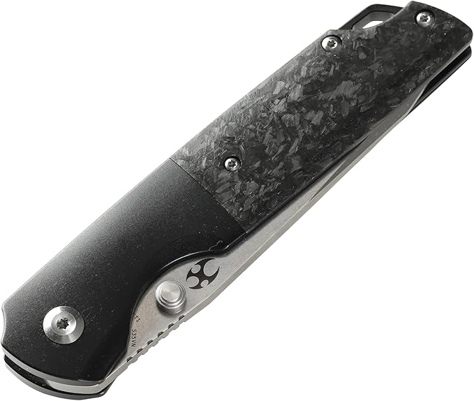 KANSEPT Warrior Pocket Knife with CPM-S35VN Blade Framelock Camping Hiking Folding Knife for Men 6AL4V Titanium +carbon fiber Handle Drop Pocket Folding Knife K1005T1