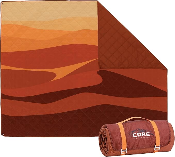 CORE Outdoor Weighted Blanket | Packable Waterproof Picnic Blanket, Beach Mat, Tent Camping Rug, & Stadium Blanket | Large Portable 94" x 78" Quilt Design with Built-in Straps and Carry Handle