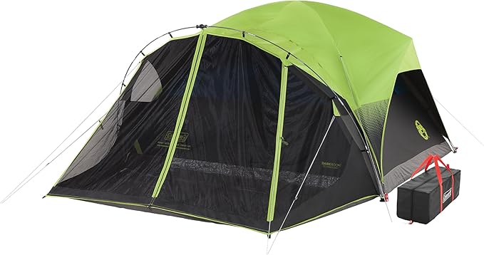 Coleman Carlsbad Dark Room Tent with Screened Porch 4/6 Person Tent Blocks 90% of Sunlight to Keep Inside Cool Weatherproof with Easy Setup Made of PFAS-Free Materials