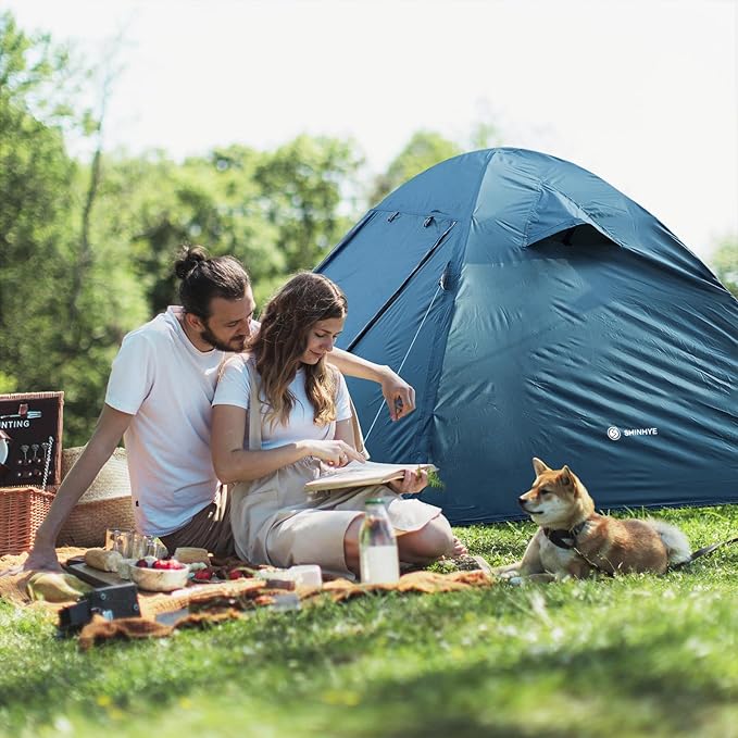 Backpacking Tent for Camping 2/3/4 Person Hiking Ultralight Tent for Waterproof Windproof Outdoor Two Doors Tents Easy Quick Setup Lightweight Tent Instant Tent