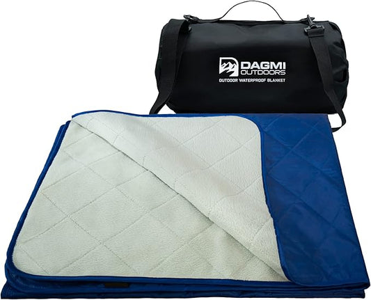 Waterproof Outdoor Blanket Large Fleece Stadium & Camping Blankets for Cold Weather. Perfect for Outdoors, Car, Dogs, Picnic. Windproof, Quilted, Extra Warm, Machine Washable